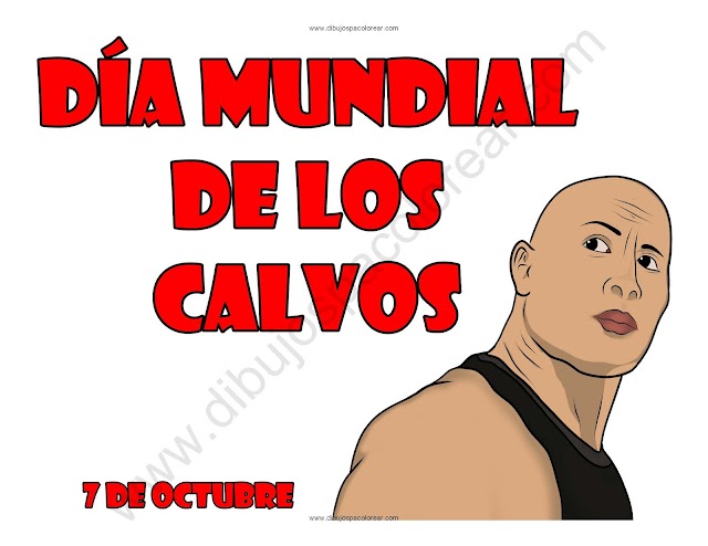 Día Mundial De Los Calvos dibujo a color y para colorear